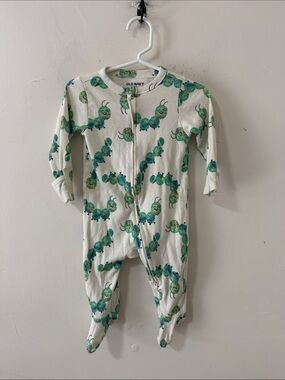 Old Navy White Footed One-Piece with Green Caterpillar Print
